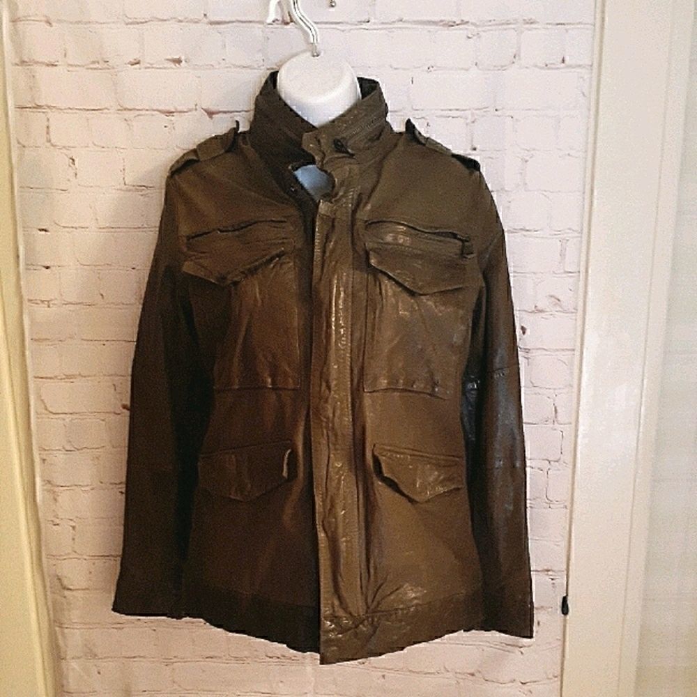 Joe’s Jeans Olive Brown Lambskin Leather Jacket S